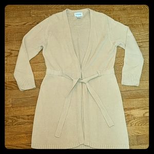 Audriana tan duster cardigan with belt